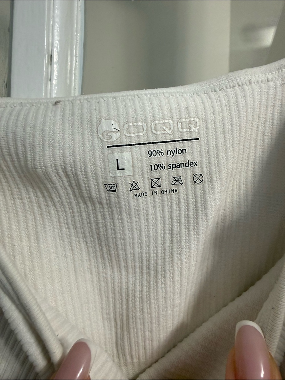 Square Neck Ribbed Bodysuit in White - Picture 3 of 4